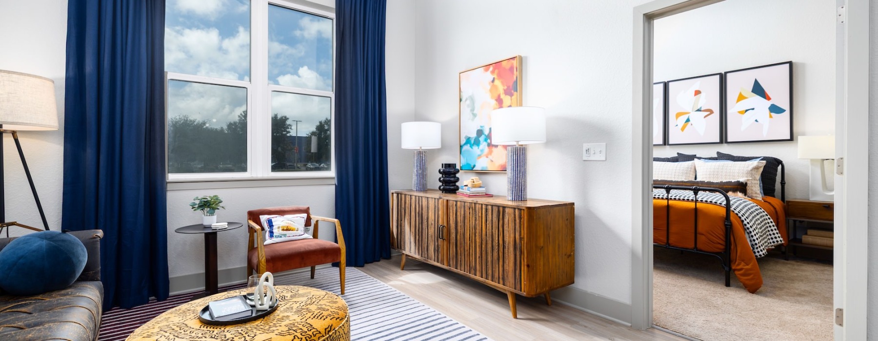 Open space living area with natural lighting