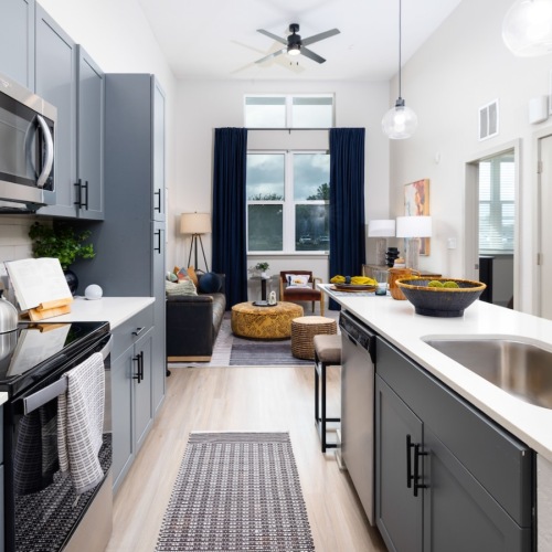 Well-lit kitchen with ample counter space